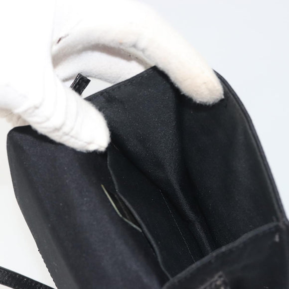 FENDI Shoulder Pouch Mamma Baguette Cotton Jersey Black Silver Auth 195300A