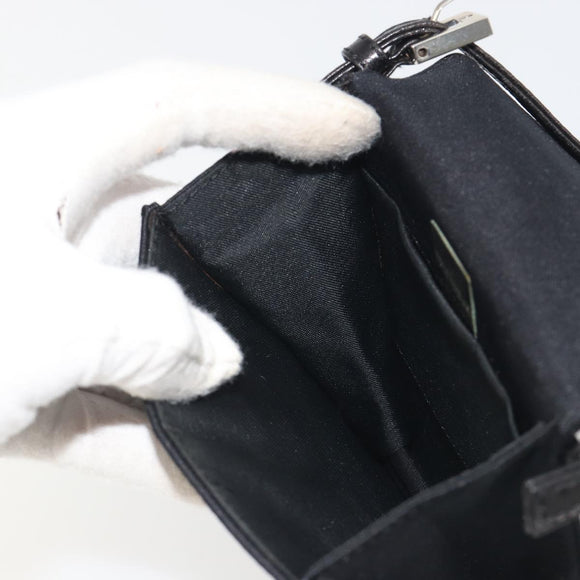 FENDI Shoulder Pouch Mamma Baguette Cotton Jersey Black Silver Auth 195300A