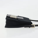 FENDI Shoulder Pouch Mamma Baguette Cotton Jersey Black Silver Auth 195300A-4