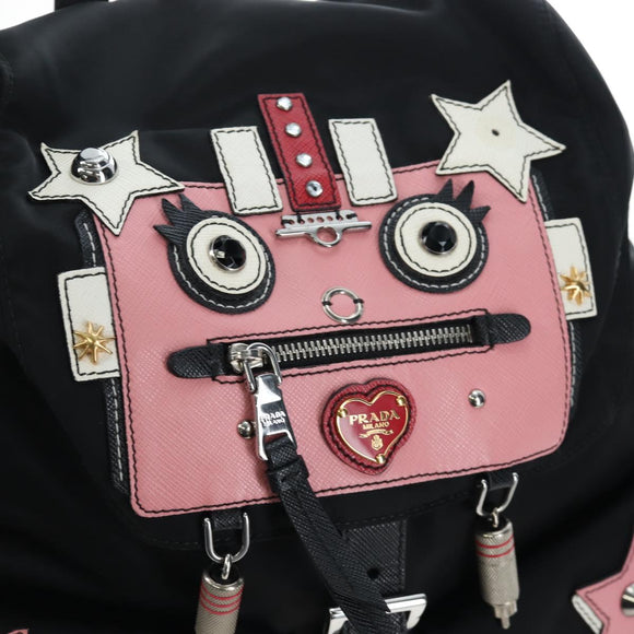 PRADA robot Backpack Nylon Black Silver Auth 195301V