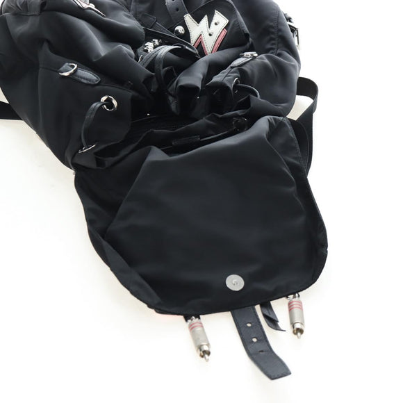PRADA robot Backpack Nylon Black Silver Auth 195301V