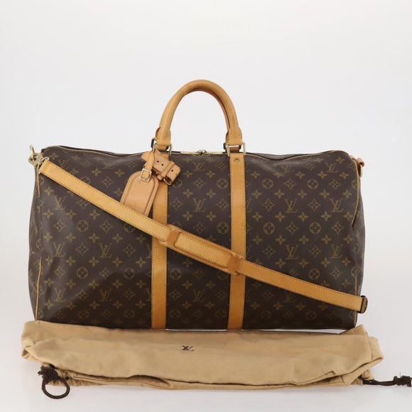 LOUIS VUITTON Monogram Keepall Bandouliere 55 Boston Bag M41414 LV Auth 195306A