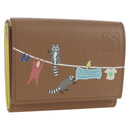 LOEWE Raccoon Trifold Wallet Leather Suna Fujita Brown Silver Auth 195312M-1
