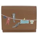 LOEWE Raccoon Trifold Wallet Leather Suna Fujita Brown Silver Auth 195312M-13