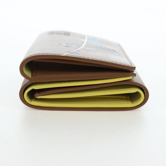 LOEWE Raccoon Trifold Wallet Leather Suna Fujita Brown Silver Auth 195312M