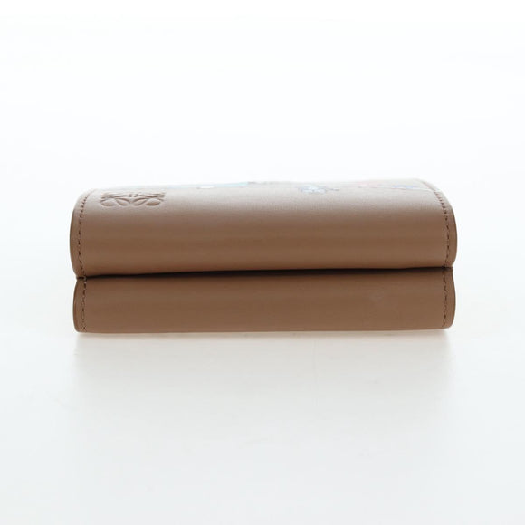 LOEWE Raccoon Trifold Wallet Leather Suna Fujita Brown Silver Auth 195312M