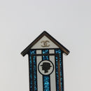 CHANEL Brooch plastic Blue CC Auth 195313M-3
