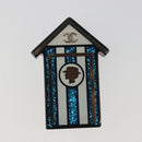CHANEL Brooch plastic Blue CC Auth 195313M-4