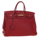 HERMES Birkin 40 Hand Bag Taurillon Clemence Red Gold Auth 195314SM-1