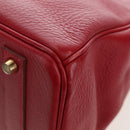 HERMES Birkin 40 Hand Bag Taurillon Clemence Red Gold Auth 195314SM-13