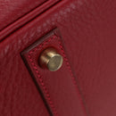 HERMES Birkin 40 Hand Bag Taurillon Clemence Red Gold Auth 195314SM-14