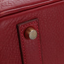 HERMES Birkin 40 Hand Bag Taurillon Clemence Red Gold Auth 195314SM-16