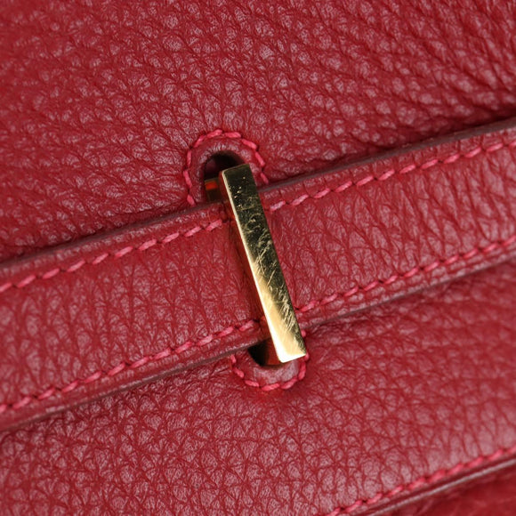 HERMES Birkin 40 Hand Bag Taurillon Clemence Red Gold Auth 195314SM