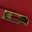 HERMES Birkin 40 Hand Bag Taurillon Clemence Red Gold Auth 195314SM-21
