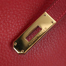 HERMES Birkin 40 Hand Bag Taurillon Clemence Red Gold Auth 195314SM-22