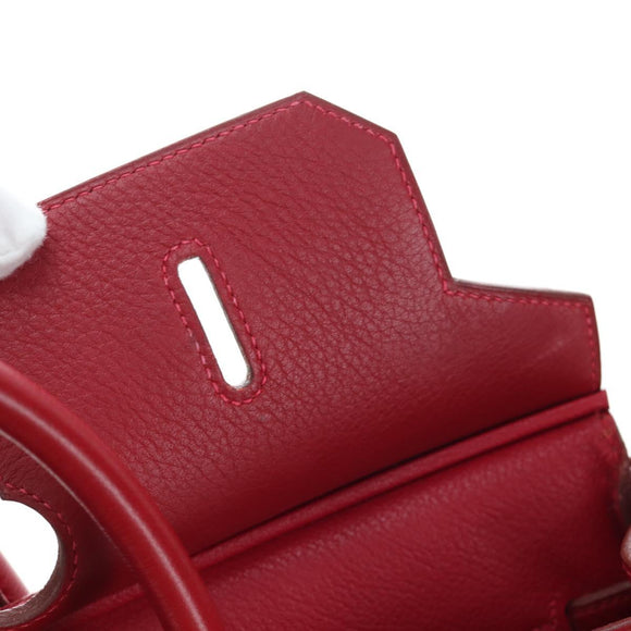 HERMES Birkin 40 Hand Bag Taurillon Clemence Red Gold Auth 195314SM