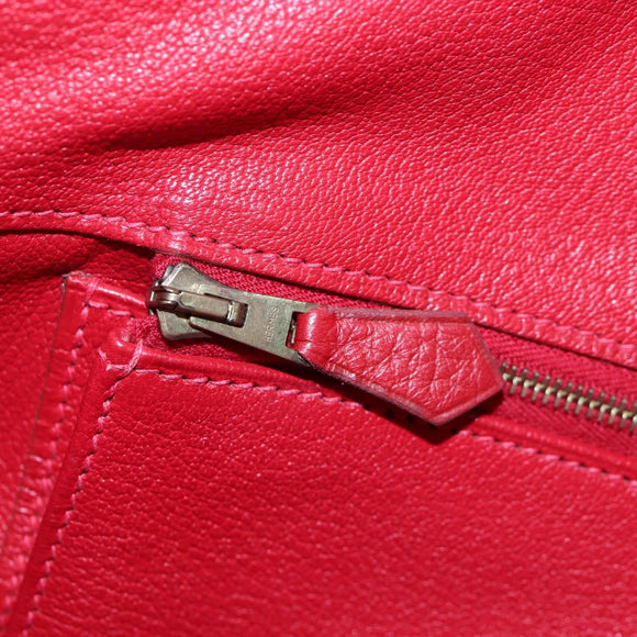 HERMES Birkin 40 Hand Bag Taurillon Clemence Red Gold Auth 195314SM