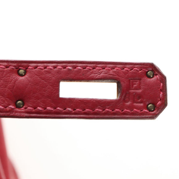 HERMES Birkin 40 Hand Bag Taurillon Clemence Red Gold Auth 195314SM