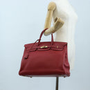 HERMES Birkin 40 Hand Bag Taurillon Clemence Red Gold Auth 195314SM-39