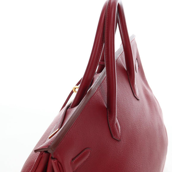 HERMES Birkin 40 Hand Bag Taurillon Clemence Red Gold Auth 195314SM