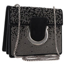 Salvatore Ferragamo Gancini Chain Shoulder Bag Leather Black Silver Auth 195321A-1