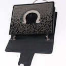 Salvatore Ferragamo Gancini Chain Shoulder Bag Leather Black Silver Auth 195321A-9