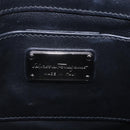Salvatore Ferragamo Gancini Chain Shoulder Bag Leather Black Silver Auth 195321A-18