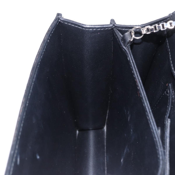 Salvatore Ferragamo Gancini Chain Shoulder Bag Leather Black Silver Auth 195321A