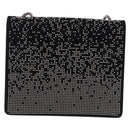 Salvatore Ferragamo Gancini Chain Shoulder Bag Leather Black Silver Auth 195321A-2