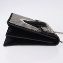 Salvatore Ferragamo Gancini Chain Shoulder Bag Leather Black Silver Auth 195321A-3