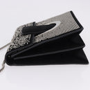 Salvatore Ferragamo Gancini Chain Shoulder Bag Leather Black Silver Auth 195321A-4