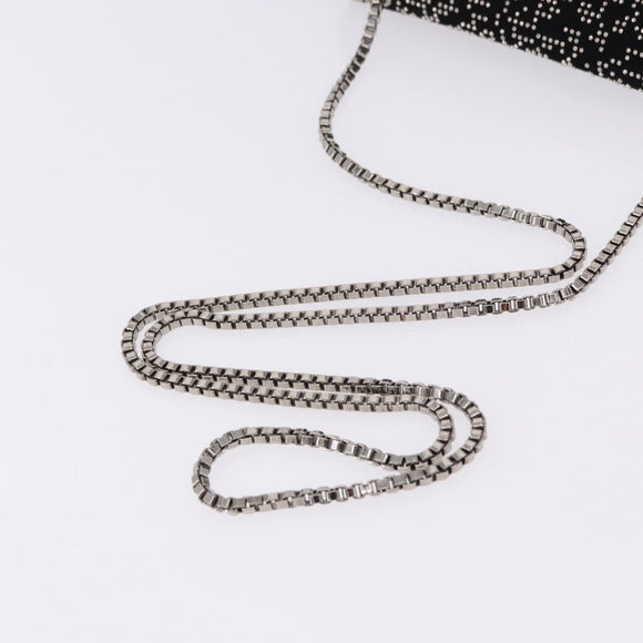 Salvatore Ferragamo Gancini Chain Shoulder Bag Leather Black Silver Auth 195321A