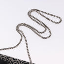 Salvatore Ferragamo Gancini Chain Shoulder Bag Leather Black Silver Auth 195321A-7