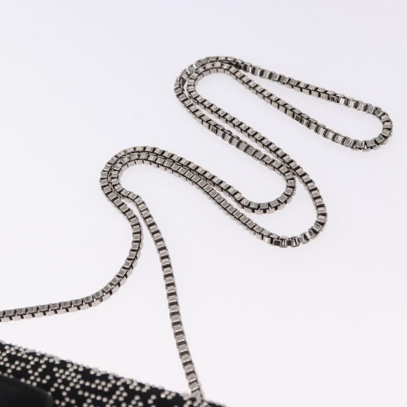 Salvatore Ferragamo Gancini Chain Shoulder Bag Leather Black Silver Auth 195321A