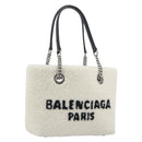BALENCIAGA Duty Free Tote Bag Bore White Silver 759941 Auth 195322M-1