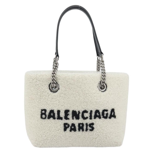 BALENCIAGA Duty Free Tote Bag Bore White Silver 759941 Auth 195322M