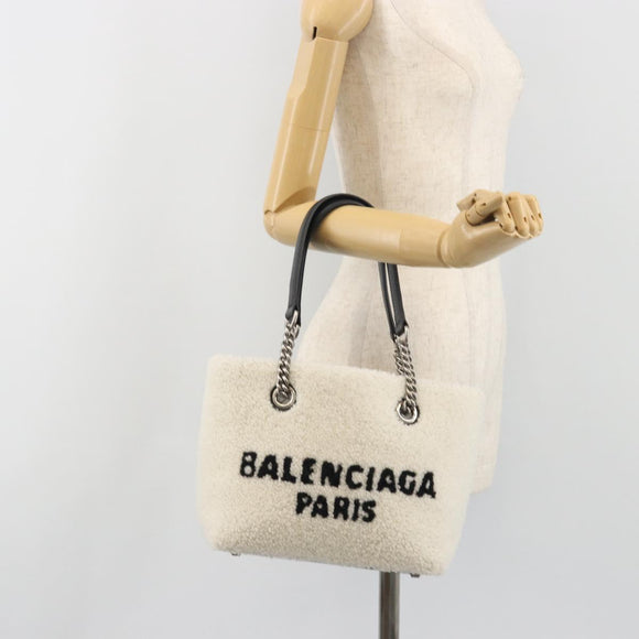 BALENCIAGA Duty Free Tote Bag Bore White Silver 759941 Auth 195322M