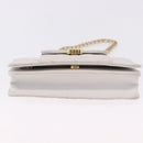 CHANEL Matelasse Chain Shoulder Bag Caviar Skin White Gold Tone CC Auth 195323A-10