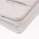 CHANEL Matelasse Chain Shoulder Bag Caviar Skin White Gold Tone CC Auth 195323A-11