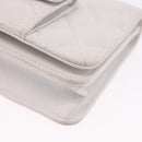 CHANEL Matelasse Chain Shoulder Bag Caviar Skin White Gold Tone CC Auth 195323A-12