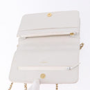 CHANEL Matelasse Chain Shoulder Bag Caviar Skin White Gold Tone CC Auth 195323A-16