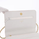 CHANEL Matelasse Chain Shoulder Bag Caviar Skin White Gold Tone CC Auth 195323A-17