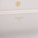 CHANEL Matelasse Chain Shoulder Bag Caviar Skin White Gold Tone CC Auth 195323A-19