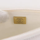 CHANEL Matelasse Chain Shoulder Bag Caviar Skin White Gold Tone CC Auth 195323A-27
