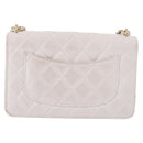 CHANEL Matelasse Chain Shoulder Bag Caviar Skin White Gold Tone CC Auth 195323A-3