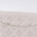 CHANEL Matelasse Chain Shoulder Bag Caviar Skin White Gold Tone CC Auth 195323A-4