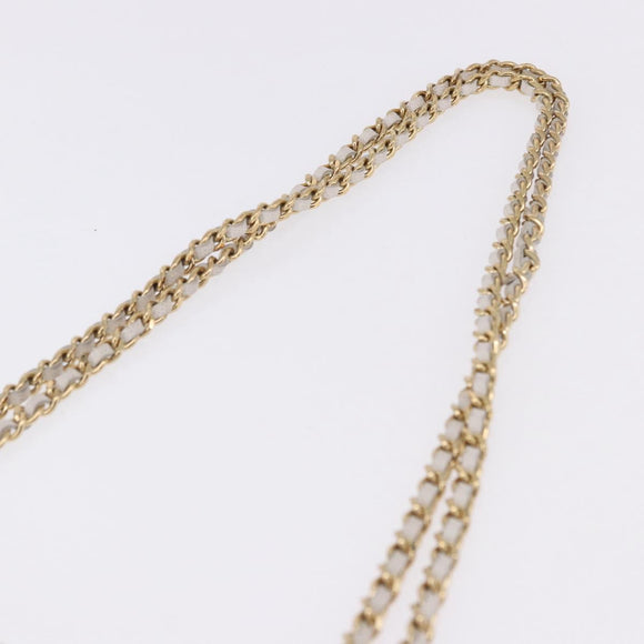 CHANEL Matelasse Chain Shoulder Bag Caviar Skin White Gold Tone CC Auth 195323A