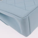 CHANEL Matelasse Chain Shoulder Bag Lamb Skin Light Blue Gold CC Auth 195324V-12