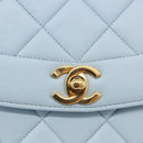CHANEL Matelasse Chain Shoulder Bag Lamb Skin Light Blue Gold CC Auth 195324V-14