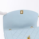 CHANEL Matelasse Chain Shoulder Bag Lamb Skin Light Blue Gold CC Auth 195324V-16